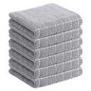 Homaxy 100% Cotton Terry Kitchen Towels(Light Grey, 13 x 28 inches), Checkered Designed, Soft and Super Absorbent Dish Towels, 6 Pack