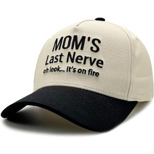 Funny Mom Hat for Women, Adjustable Embroidered Mom Baseball Cap, Mother's Day Birthday Gifts from Daughter Son Husband Black/Beige