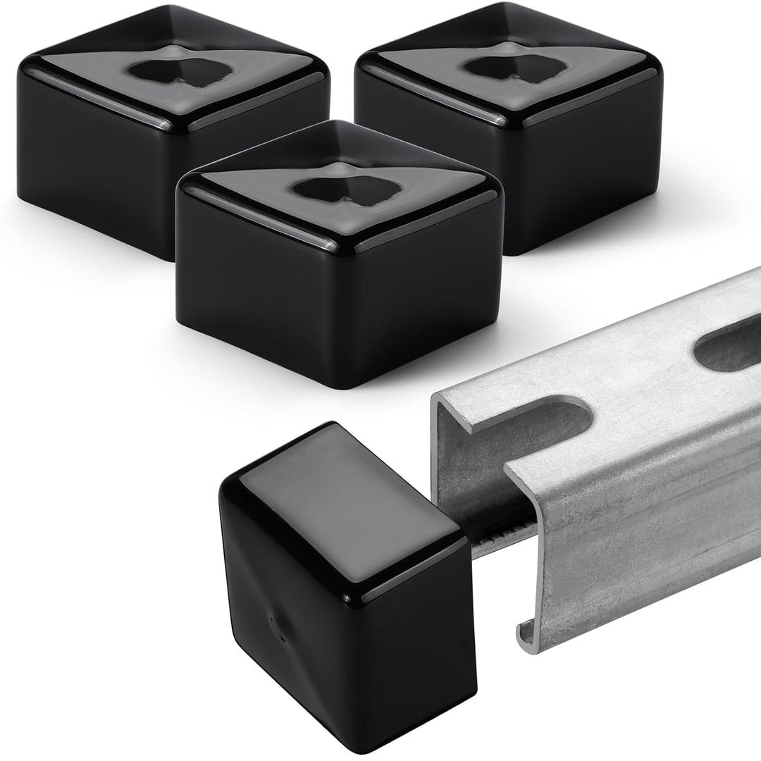 SIHAI 40-Packss 1-5/8" Unistrut End Caps, Black Safety Soft Rubber End Cover Caps for Strut Channel in Electrical, HVAC, Trolley Track, DIY (Black, Soft)