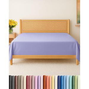 Full Size Flat Sheet - Hotel Quality Top Flat Bed Sheet Only - Ultra-Soft, Breathable & Cooling - Fade & Wrinkle Free - Easy-Care, Stain & Shrink Resistant Bedding - Easy-Fit and Oeko-Tex - Lavender