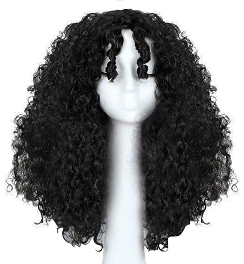 ANOGOL Hair Cap+ Black Curly Wigs for Black Women Wavy Mother Witch Wig Synthetic Movie Cosplay Costume for Halloween Party