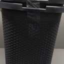 Mind Reader 60L Slim Laundry Hamper, Clothes Basket, Lid, Wicker Style, Plastic, 17.65"L x 13.75"W x 24.15"H, Set of 2, Gray, 2-pack