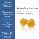 Calcium 1200 mg with Vitamin D3 Gummies, Calcium Citrate Supplements for Women & Men with Magnesium, Zinc, Vitamin D3 & K2, Potassium, Chews for Bone Strength & Muscle Support, Sugar Free, Vegan
