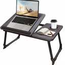 Laptop Desk for Bed or Couch, Lap Desk, Woking in Bed Desk, Home Office Desks, Breakfast Tray, Desk with Cup Holder, Watching Movies in Bed, Laptop Stand for Bed, Fordable Legs Desk (Black)