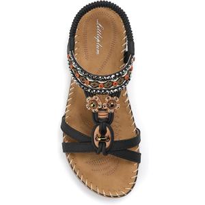 Littleplum Sandals for Women Arch Support Handmade Sandals Women's Summer Beach Sandals Comfort Walking Shoes Bohemian Flip Flops Womens Sandals Black Size 8