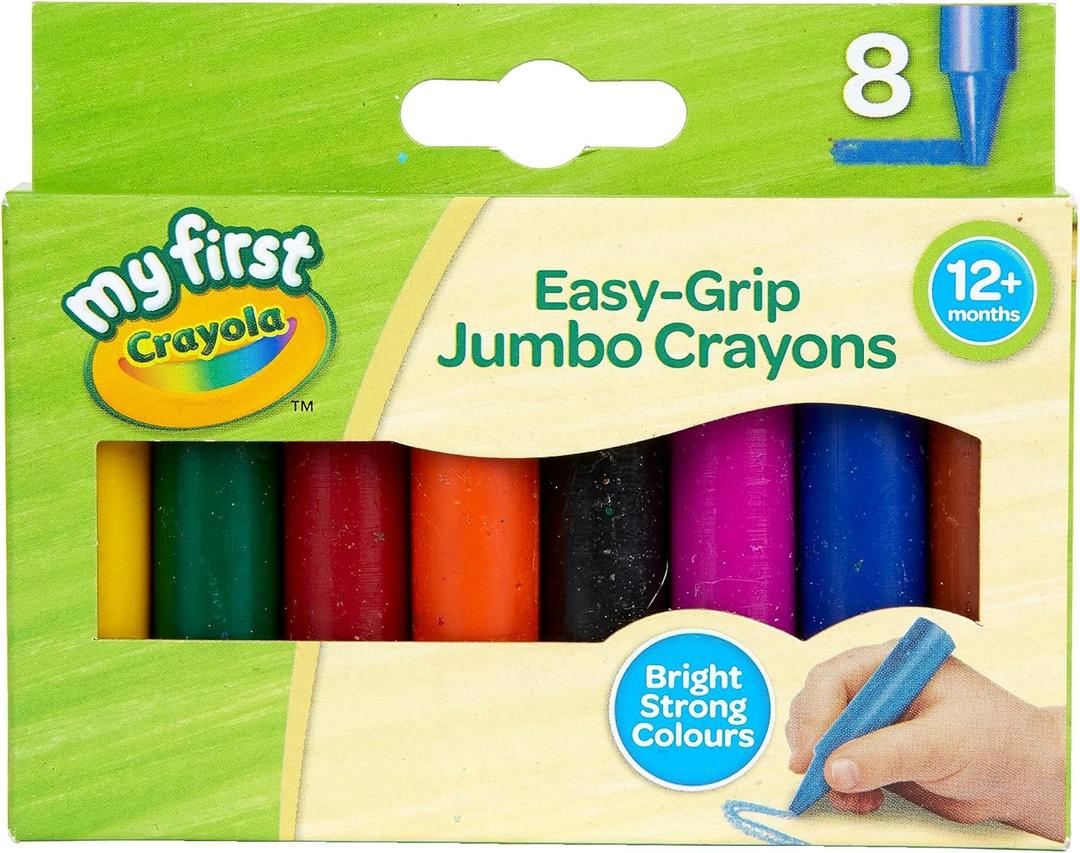 CRAYOLA MyFirst Jumbo Crayons - Assorted Colours (Pack of 8) | Easy-Grip Colouring Crayons Perfect for Toddlers Hands | Ideal for Kids Aged 12+ Months (Multicoloured)