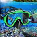 Snorkel Set Adults Snorkeling Gear Anti-Fog Panoramic View Swim Mask Dry Top Snorkel Kit with Carry Bag for Snorkeling Scuba Diving Swimming Travel (Grass Green+Black)