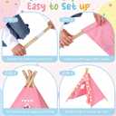 4 Pack Teepee Tent with Air Mattress, Sleeping Bag, Star Lights & Banner, 64 x 28 x 8.7 inches