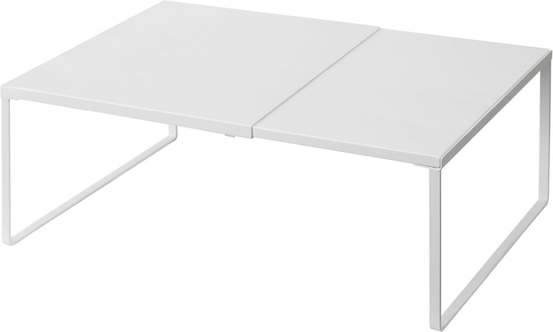 Nxconsu Cabinet Shelf Expandable Organizer Riser Rack for Kitchen Pantry Cupboard Under Sink Countertop Home Organization Extra Storage Space Saver Heavy Duty Metal Edgeless Design White Extra Large (11.8D * 14.56-24.6W * 8.46H)