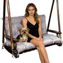 Porch Swing Replacement Cushions: 2-3 Seater Outdoor Waterproof Swing Cushions with Ties - Thick Swing Cushion with Backrest for Garden Patio Furniture Loveseat