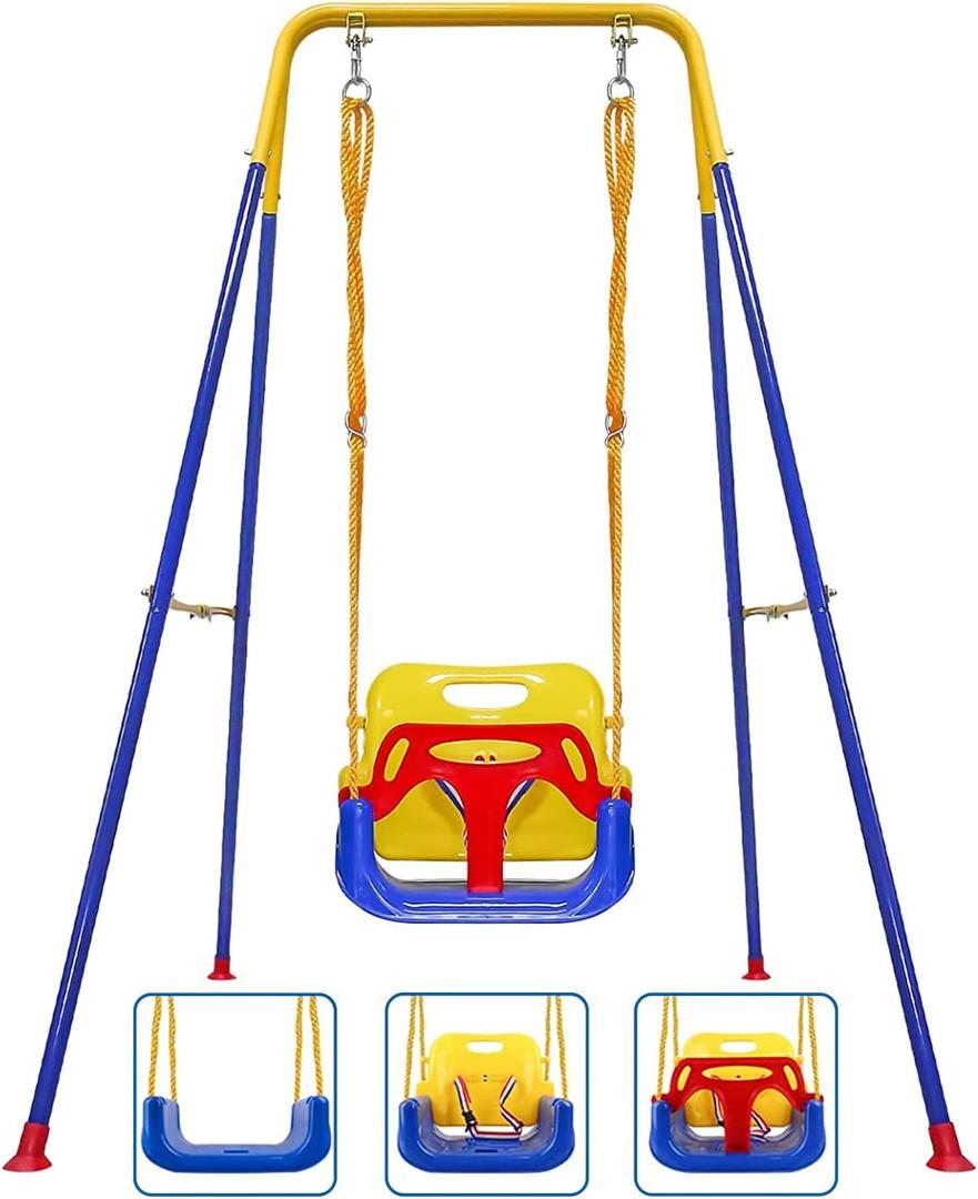 TALECO Gear Toddler Swing, 3-in-1 Swing Sets for Backyard, Baby Swing Outdoor/Indoor, Toddler Swing Set Suitable for Children 6 Months and Older (Blue)