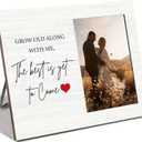 Grow Old Along With Me The Best Is yet To Come Wooden Photo Frame Gift for Couples Newlyweds on Valentine's Day Anniversary Wedding Shower Decoration Picture Frame Home Decor Gifts for Husband Wife