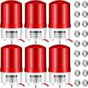 6 Pack Industrial LED Rotating Strobe Bulk 110v Beacon Warning Light Red Strobe Lights with Buzzer Emergency Flashing Signal Light Sound & Visual Alarm for Factory, Warehouse, Worksite