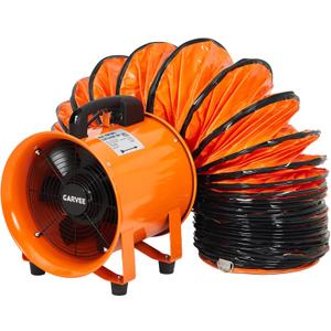 8 Inch Utility Blower Exhaust Fan, Portable Industrial Exhaust Fan with 16.4 ft Flexible Duct Hose, 1100 CFM Low-Noise Air Mover Blower Fan/Extractor/Ventilator for Basements, Workshops, Warehouses, 8 inch Fan+16.4 ft Ducting