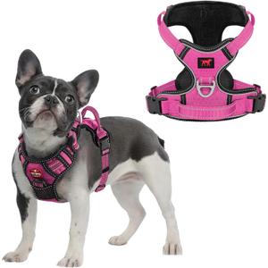 Tuff Pupper No Pull Easy Walk Dog Harness | Heavy Duty Pet Vest | Front & Back Leash Clips | Strong Safety Handle | Reflective Anti Pull Vest | Comfortable Padded Escape Proof Harness (Medium, Pink) (Medium (Neck: 15-23" , Chest: 18-24"))