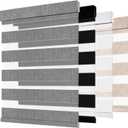 Cordless Zebra Blinds for Windows -Customizable Dual Layer Light Control Zebra Shades, Light Filtering & Blackout Window Blinds, Easy Install Zebra Blind for Home, Grey, 33" W x 72" H