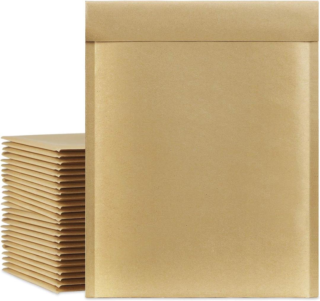 UCGOU Natural Kraft Bubble Mailers 9.5x14.5 Inch 25 Pack Brown Padded Envelopes #4 Large Mailing Packages Self Sealing Tear Resistant Boutique Bulk Shipping Bags for Clothes Book and More (10.5x14.5" 25PC)