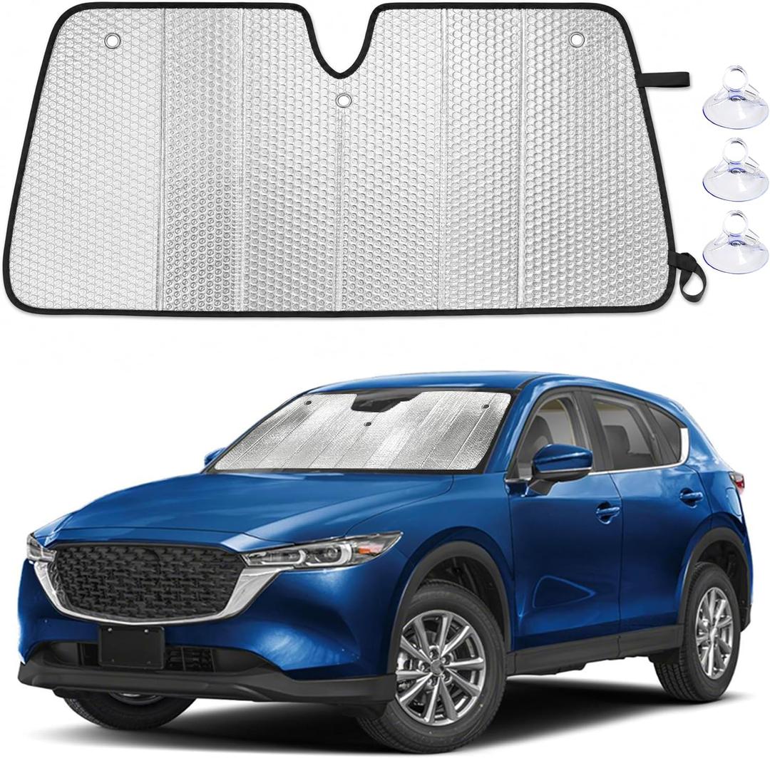 EcoNour Foldable Sun Shade Fit for Mazda CX_5 2017-2024 2025 2026 | Accordion Windshield Sun Shade, Front Car Window Shades Sun Visor, Blocks UV Rays & Heat, Car Accessories