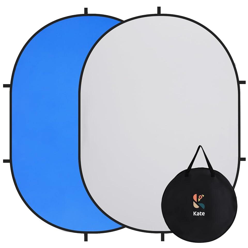 Kate Collapsible Pop-Up Blue Gray Backdrop for Self-Tape Auditions 581 | Collapsible Backdrop 5'x6.5'Blue Gray Portable Photography Background for Self-Tape Auditions, Professional Headshots