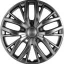 17-Inch Silver ABS Hubcaps with Steel Rings & Adjusters, Patented Design, Universal Fit, Set of 4 Wheel Covers (Gunmetal Grey)