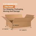 BOX USA 24166 Flat Corrugated Cardboard Box 24" L x 16" W x 6" H, Kraft, For Shipping, Packing and Moving (Pack of 20)