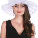 SAFERIN Women's Organza Church Kentucky Derby Fascinator Bridal Tea Party Wedding Hat (White)
