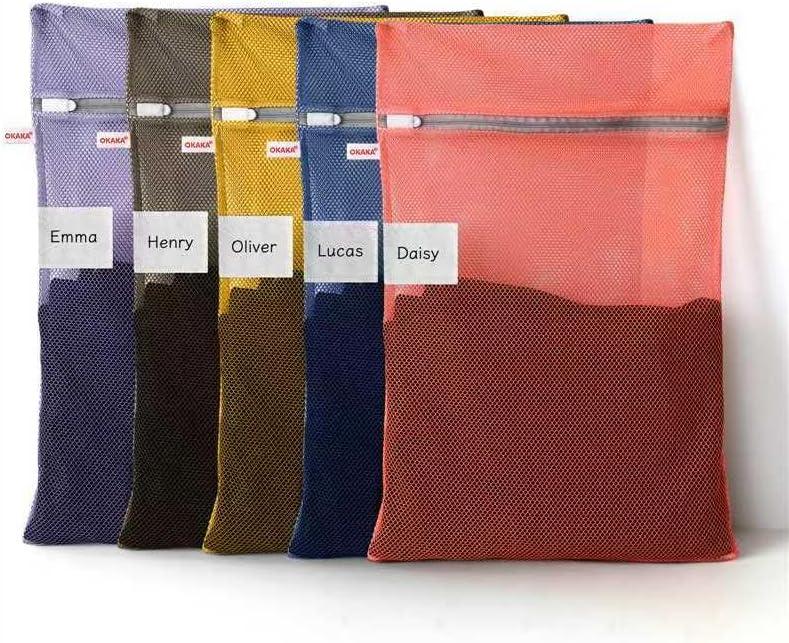 5-Pack Mesh Laundry Bags with ID Label, Sturdy Laundry Bags for Delicates, Hosiery, Underwear,Travel and Organize- 5 Color(14x20 Inch)