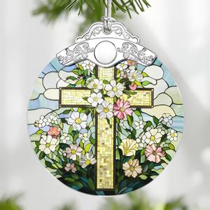 Cross Religious Christmas Ornaments, Christmas Tree Ornaments, Holiday Decor, Christian Gift, Religious Gift, Spiritual Gifts for Friends for People of The Christian Faith, Set Of 2
