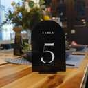 Arch Acrylic Table Sign with Stand Blank for DIY Table Numbers, 6x4" Arch Acrylic Sign and Holder for Wedding Reception, Centerpiece, Event (Black-A)