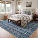 YIHOUSE 9x12 Blue Grey Distressed Plaid Area Rug for Living Room