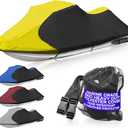Look like Trailerable Jet Ski Cover Fits 126"-135" 3 Seater PWC Yellow/Black
Waterproof, Stand-Up to 3 Seater, Fade Resistance, Zippered Fuel Access, Air Vents, Double-Stitched Seams, Tie-Down Straps