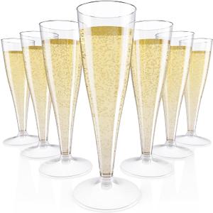 JOLLY CHEF 100 Pack Plastic Champagne Flutes Disposable 4.5 oz Clear Plastic Champagne Glasses Suitable for Wedding, Thanksgiving Day, Christmas