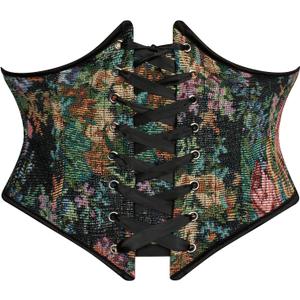 Scarlet Darkness Corset Belt for Women Floral Lace Up Boned Underbust Corset Waist Belts (12, Midnight Garden)