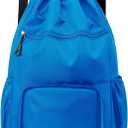 Sports Drawstring Backpack Gym Sack with Shoe Compartment, Durable Oxford Fabric, Wet-Proof Pocket, Water-Resistant Cinch Bag for Men & Women, Foldable & Spacious Athletic Sackpack for Travel Fitness (Blue)