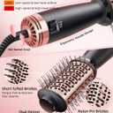 Travel Dual Voltage Hair Dryer Brush, Small Hot Air Brush for European Travel, Compact 2 Inch One Step Blowout and Volumizer Hair Blow Dryer with Oval Design, Rose Gold