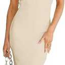 WFHFNJW Women Sexy Twist Knot Front Ribbed Knit Bodycon Bandeau Tube Dress Casual Solid Strapless Maxi Long Dress (M)