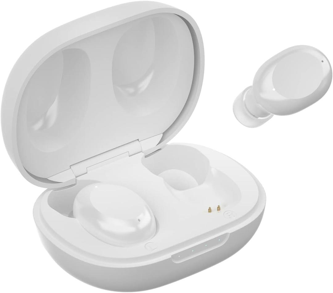 ABRAMTEK Mini Wireless Earbuds for Small Ears, E9 Tiny in-Ear Bluetooth Headphones, ENC Noise Cancelling, Touch Control, USB-C Charging Case, IPX7 Waterproof (White)