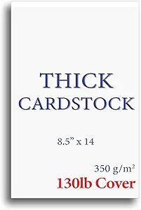 Extra Heavy Duty 130lb Cover Cardstock - Legal Size 8-1/2" x 14" Bright White - 350gsm 17pt Thick Paper for Inkjet & Laser Printers - 100 Sheet Pack