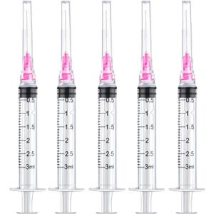 Disposable Syringes 3 ML Luer Lock Design Sterile and Individually Packaged With Tip Caps 50 Count Box