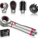 4-in-1 Detachable Blowout Brush - Negative Ionic Hot Air Styler with 4 Brush Heads for Drying, Volumizing, Curling & Straightening with ALCI Safety Plug, 3 Heat Settings