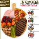 12" Wooden Pizza Peel | Pizza Cutting Board & Cheese Board with Cutter & Knife | Multipurpose Bamboo Cutting Board & Charcuterie Board For Pizza, Cheese, Fruits, Vegetables & Meat