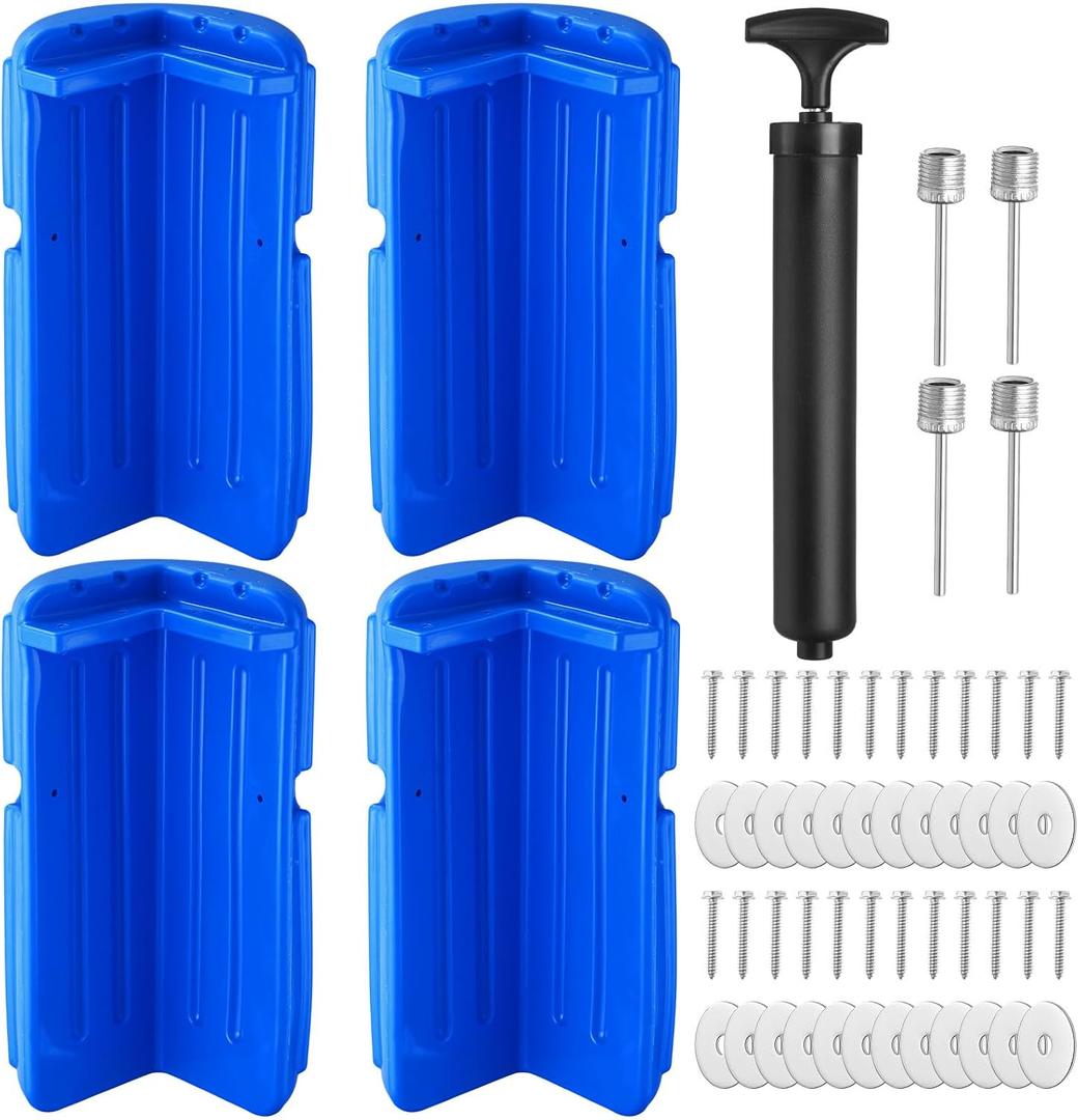 Timtin 4 Pack Dock Bumpers Dock Corner Bumper Fender Inflatable Marine Corner Protection UV Resistant PVC Stainless Steel Mounting Hardware with Pump 8" x 16" for Edge Straight Protect Boat