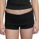 Women Low Waist Lounge Shorts Fold Over Skinny Pajamas Shorts Summer Casual Pj Bottom Sleep Shorts (Black, M)
