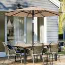 AreShark 9 FT Patio Umbrella for Outdoor, Outdoor Table Umbrella with Push Button Tilt and Crank, Outdoor Patio Umbrellas with 8 Sturdy Ribs for Market, Garden, Pool (Beige)