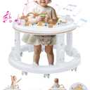Baby Walker, Baby Jumper Activity Center, Baby Walkers and Activity Center, Baby Walker with Wheels for Boys Girls, Features 360 Degree Swivel Seat, Detachable Toys and Bounce Footpad for 6-18 Months (White)