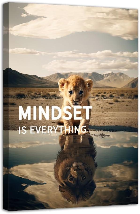 Inspirational Quotes Canvas Wall Art Lion Motivational Wall Art Entrepreneur Quotes Picture Prints Wildlife Animal Paintings for Living Room Bedroom Decor Framed(Animal-1,16.00" x 24.00")