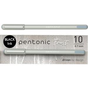 Pentonic Ballpoint Pens, 10 Count, Frosted Pale Gray Barrel with Black Ink, 0.7 mm Fine Point, Smooth Writing For Journaling & Note Taking (PEN13086) (Grey)