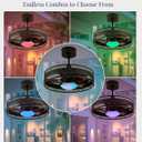 20" Outdoor Indoor Ceiling Fan with Light, IP44 Waterproof Fandelier, RGB & 3 CCT, Smart APP Remote, 6-Speed DC Motor, Cage Design for Gazebo Patio Bedroom, Black