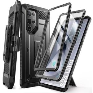SUPCASE for Samsung Galaxy S24 Ultra Case with Stand, [Unicorn Beetle Pro] [2 Front Frames] [Built-in Screen Protector & Belt-Clip] Military-Grade Protection Phone Case for Galaxy S24 Ultra, Black