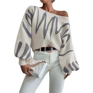 Verdusa Women's Off The Shoulder Sweater Oversized Sweaters Long Sleeve Pullovers Knit Tops Spring Brunch Outfits, Size M